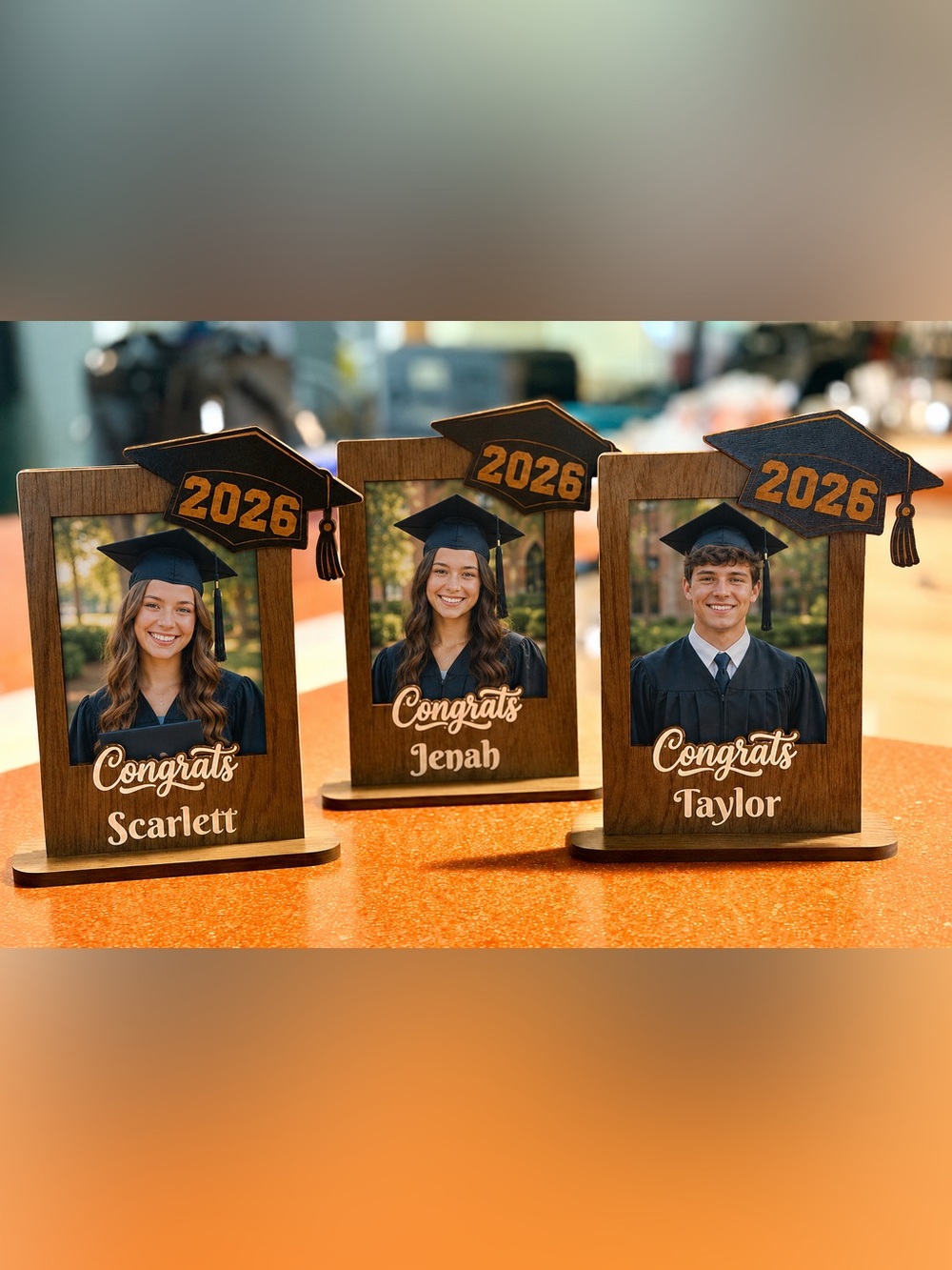 Hand crafted wood engraved customizable 5”x7” graduation frames for any year
